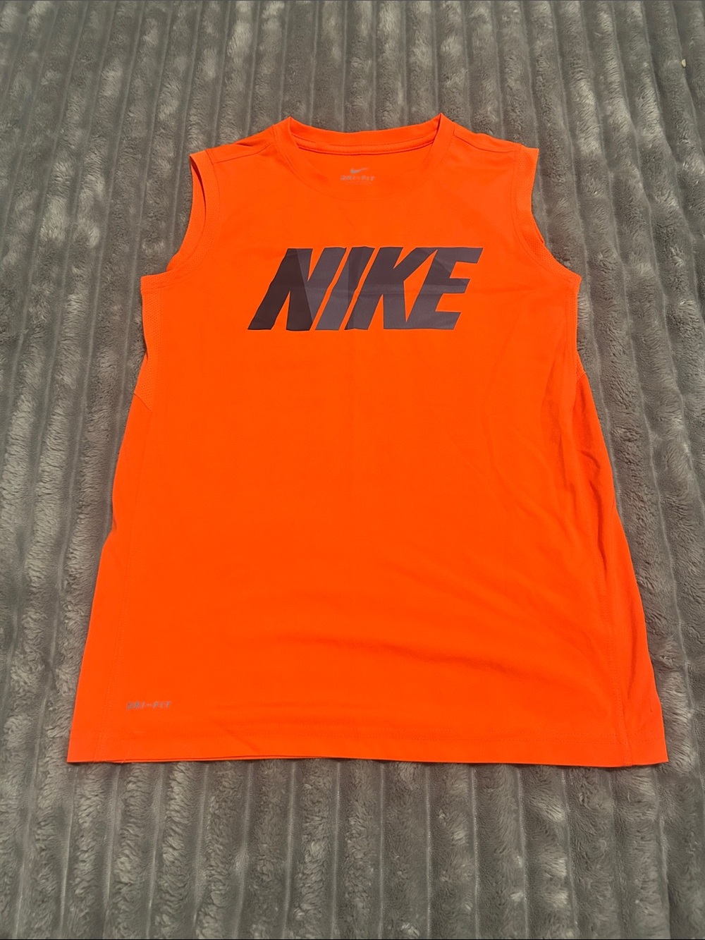 Nike Dri-Fit Bright Orange Sleeveless Logo Tank - Youth Large